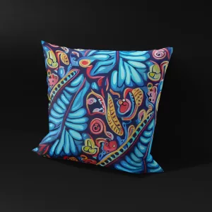 Madagascar SeaGarden pillow cover, side view showcasing the depth of its intricate marine plant design.