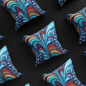 3X3 grid of Watamu Marine Mosaic pillow cover, highlighting its oceanic beauty