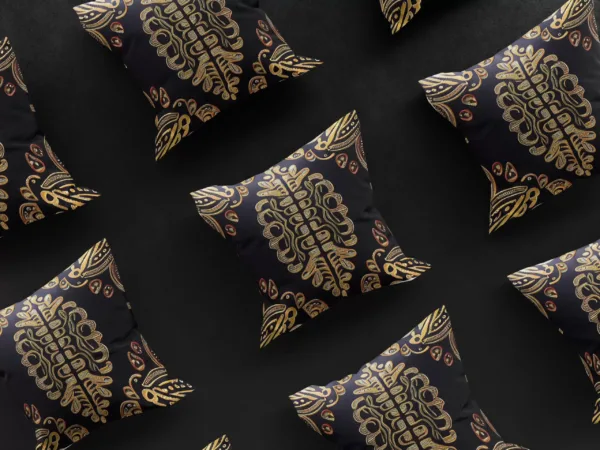 3x3 grid of MUNACHU Golden Tortoise Beetle Pillow Covers, displaying the design's consistency and elegance