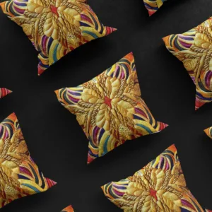 Nine Cleopatra's Gilded Flight pillow covers arranged in a 3x3 grid, showcasing the design's opulence.