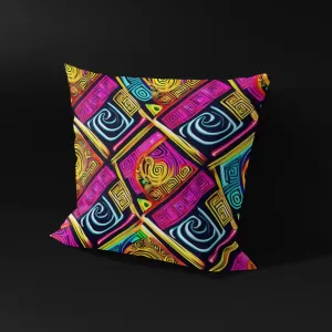 Side angle of Comoros Tropical Aria pillow cover showcasing its intricate design.