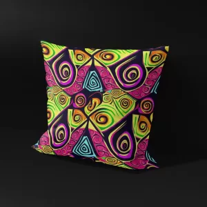 Side view of Dogon Po Tolo pillow cover, showcasing its intricate abstract design.