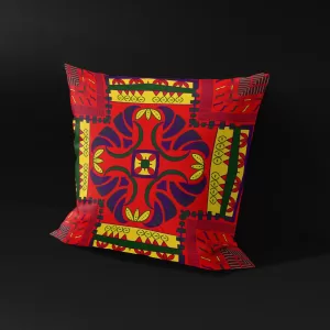 S Side view of Nsude's Compass pillow cover, showcasing the depth of its intricate patterns.