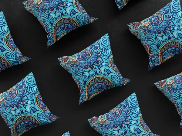 Nine Lorescape pillow covers arranged in a 3x3 grid, showcasing design versatility.
