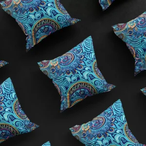 Nine Lorescape pillow covers arranged in a 3x3 grid, showcasing design versatility.