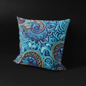 Side view of Lorescape pillow cover, showcasing fabric quality.