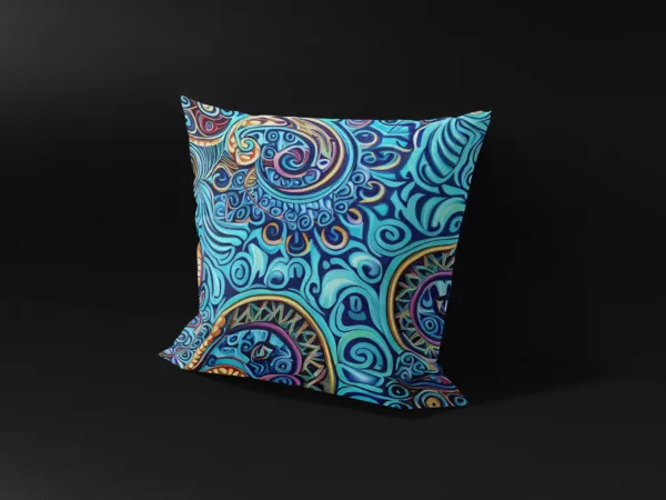 Side view of Lorescape pillow cover, showcasing fabric quality.