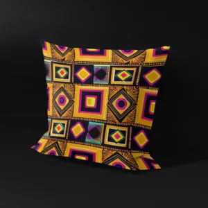 Side angle of Maasai Matrix pillow cover, highlighting the depth and texture of the fabric.