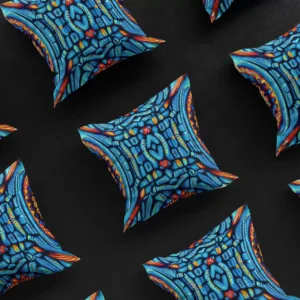 Nine Nile Sapphire Amulet Pillow Covers in a 3x3 grid, showcasing the vibrant design