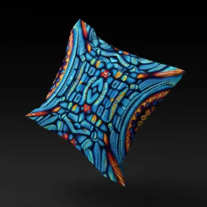 Nile Sapphire Amulet Pillow Cover floating against a black background