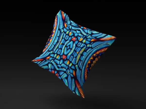 Nile Sapphire Amulet Pillow Cover floating against a black background