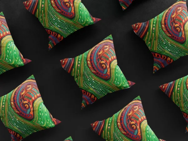 Grid of nine Savanna Splendor pillow covers, displaying the consistency and beauty of the design from multiple angles.