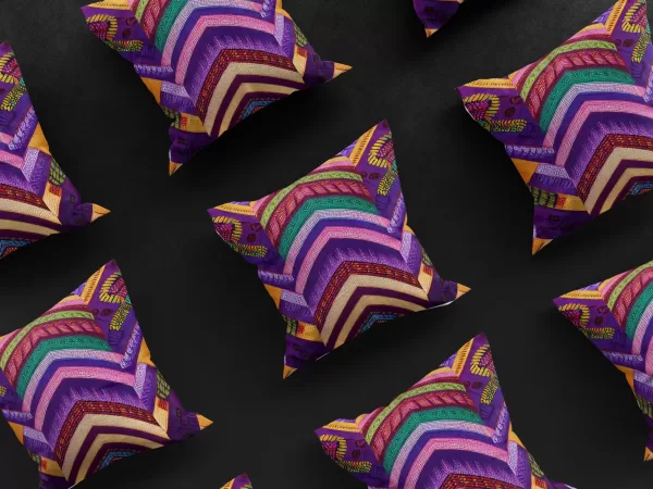 A 3x3 grid of Venda Vibrance pillow covers, displaying the consistency and beauty of the design.