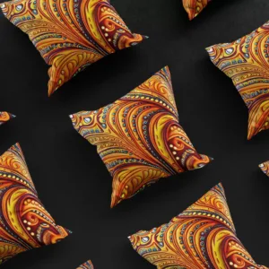 A 3x3 grid of Yemoja's Oasis pillow covers, each one a sanctuary of vibrant hues and intricate designs.