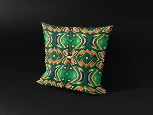 Side angle of Yoruba Elegance pillow cover, highlighting the depth of its intricate designs.