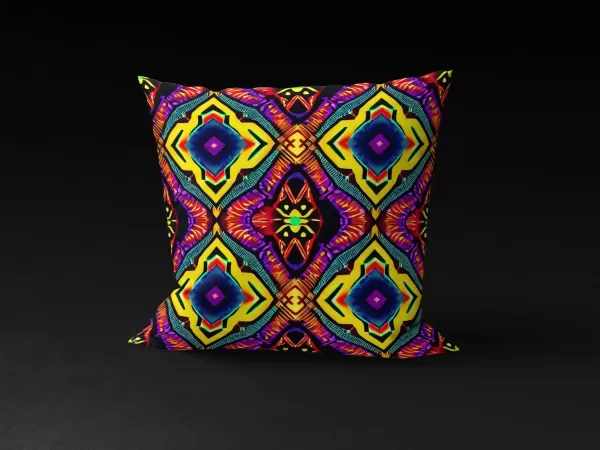 Zanzibar Zircon pillow cover featuring a superellipse-inspired design in vibrant colors.